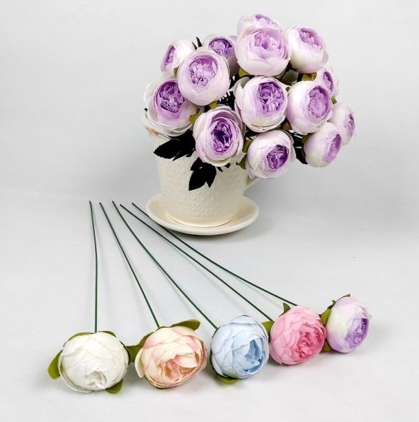 گل مصنوعی پیونی پارچه ای در رنگبندی متنوع